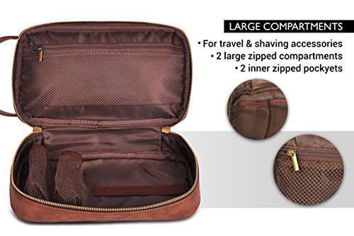 Vetelli Leather Toiletry Bag For Men. Our Dopp Kit comes with 2 Silicone Travel Bottles and is a ...